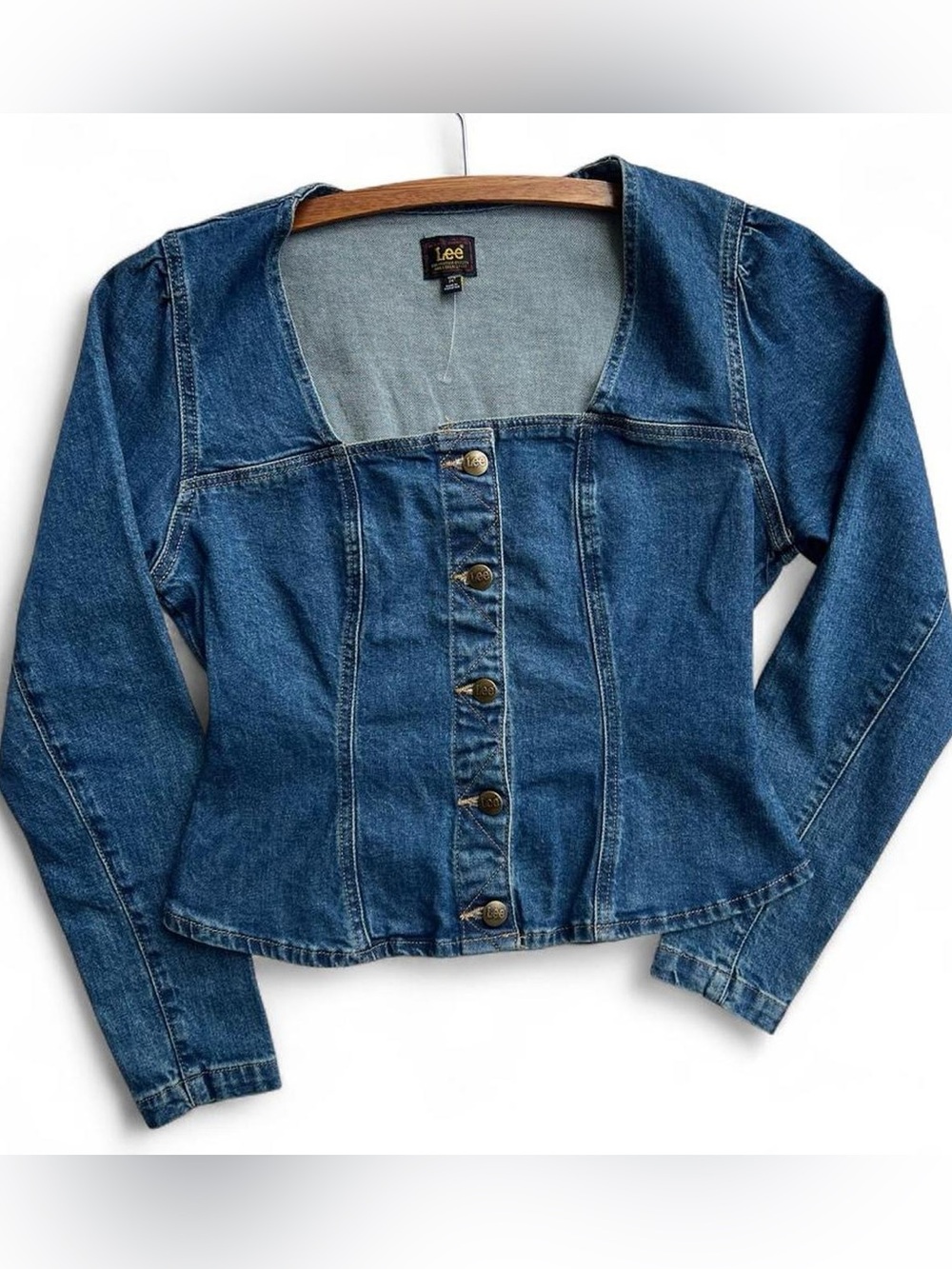 Vintage Lee Denim Spring Jacket - Unique - Square Neckline- Size Medium - NWT